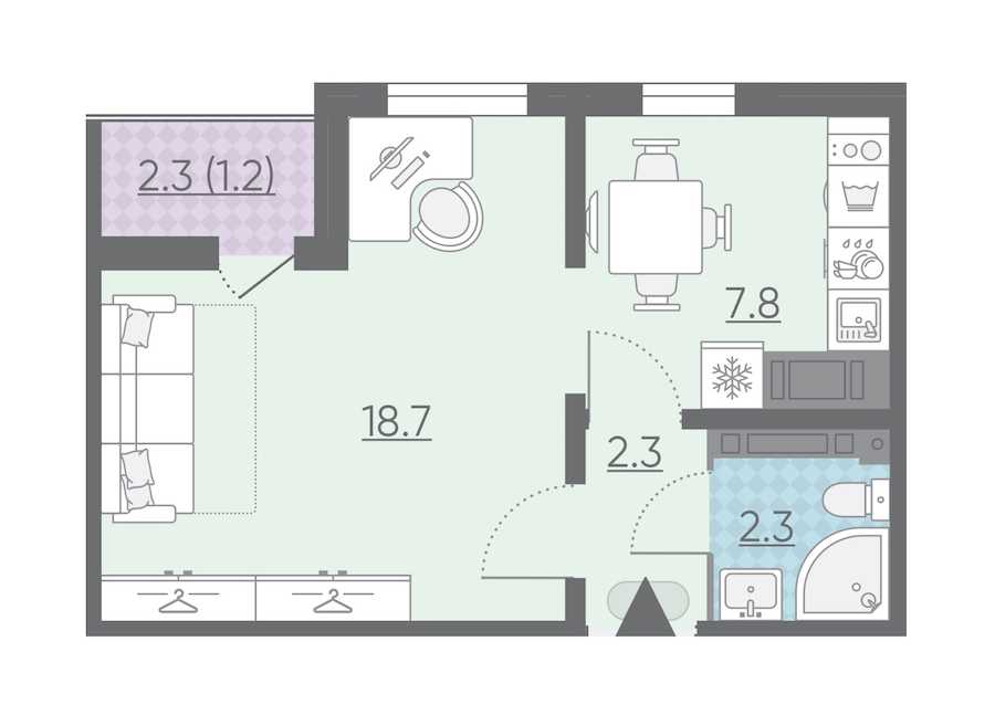Однокомнатная квартира в : площадь 32.3 м2 , этаж: 22 – купить в Санкт-Петербурге